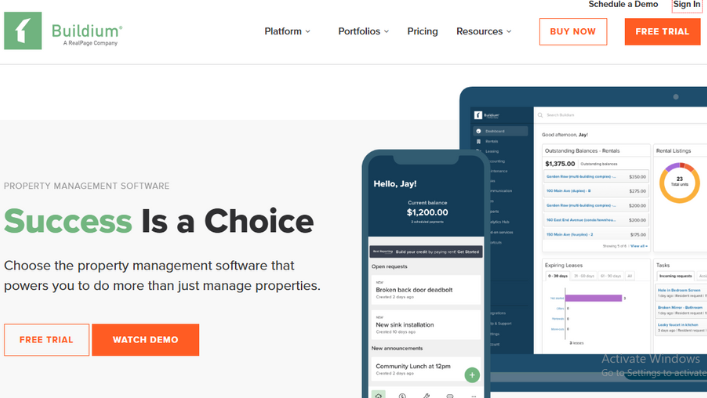 Property management software promotional page