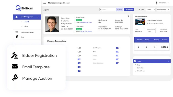User management dashboard interface design